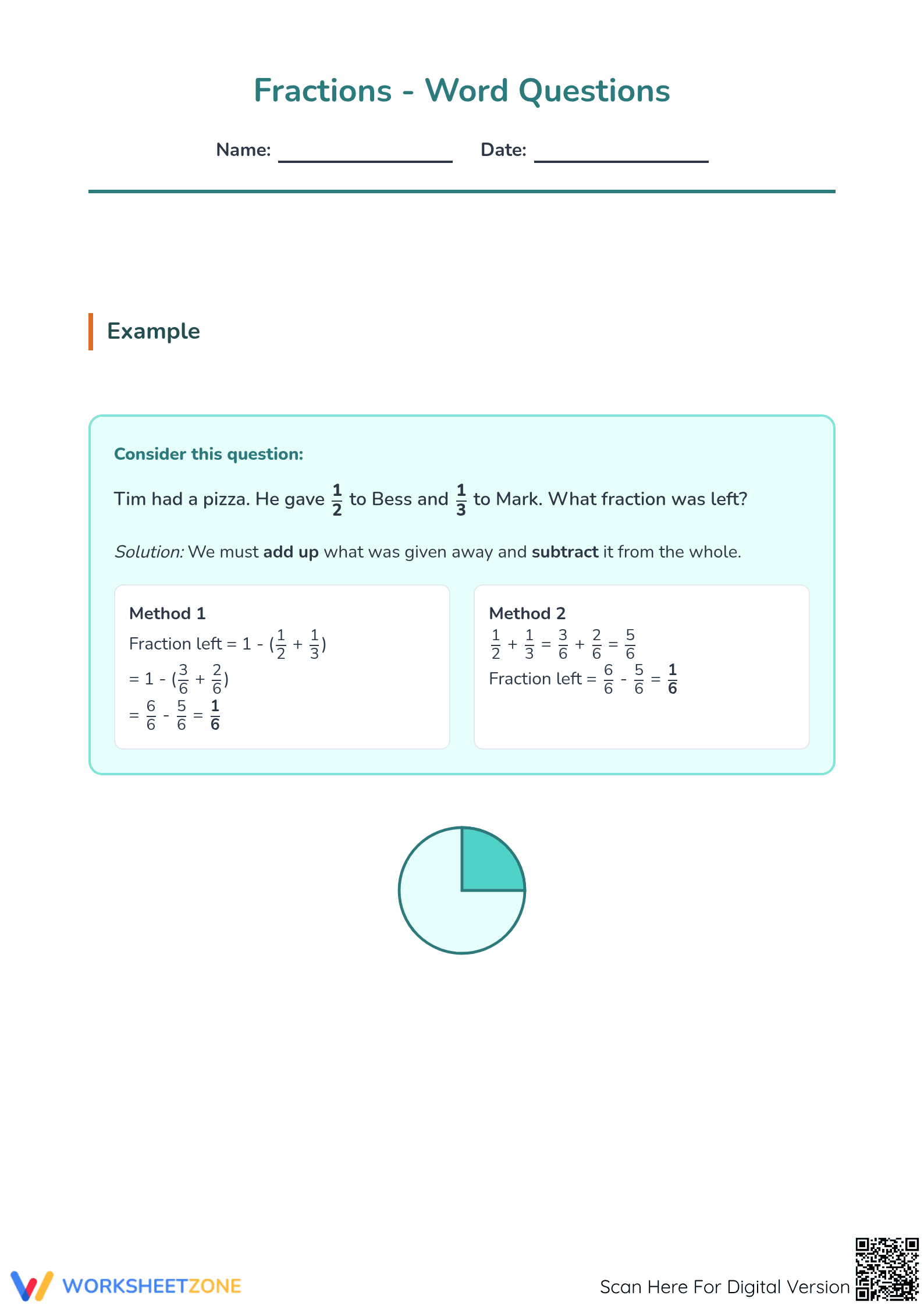 Fraction Word Problems Worksheet | Grade 5 Essential - Page 1