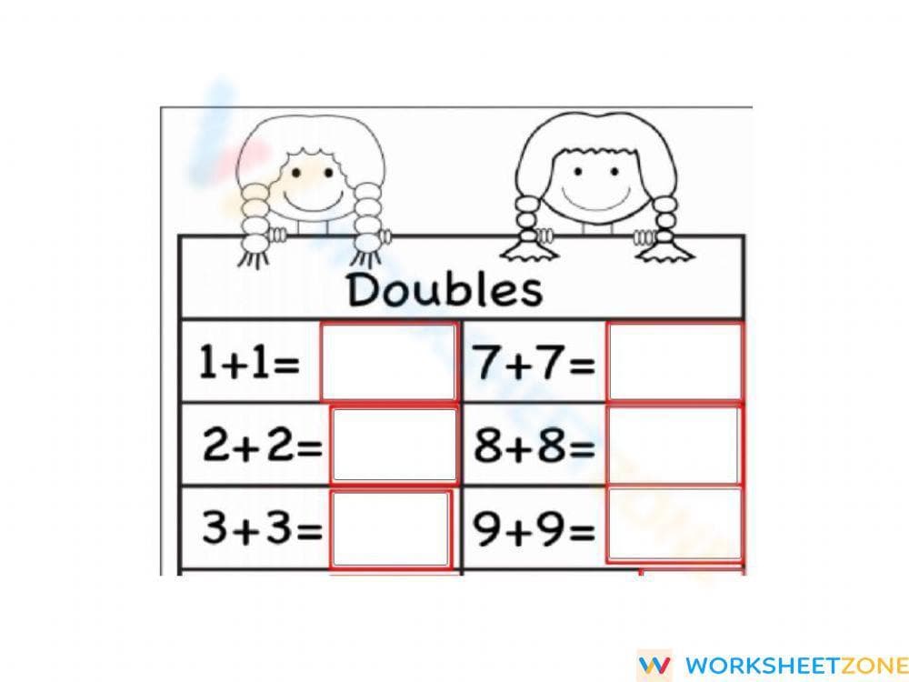 Double Number: Doubling Practice Worksheet - Page 1