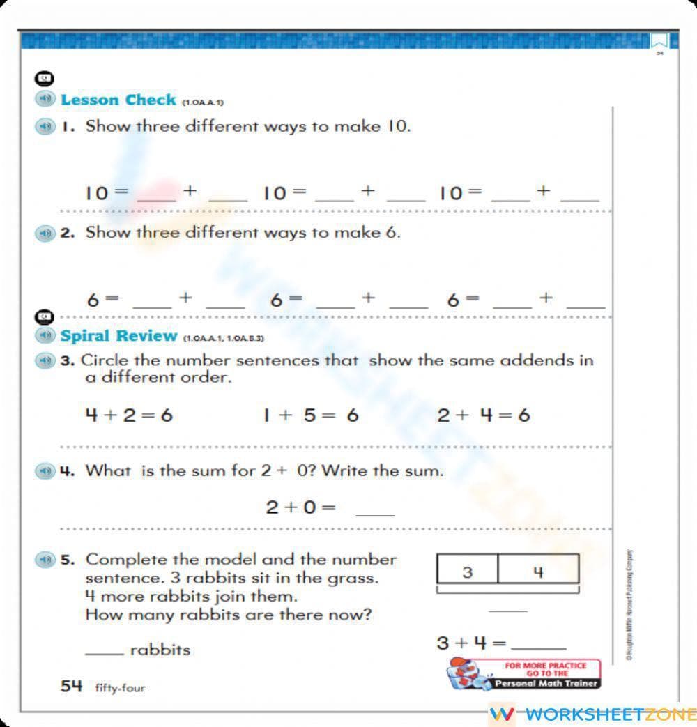 Ways to Make Any Number P4 Worksheet - Page 1
