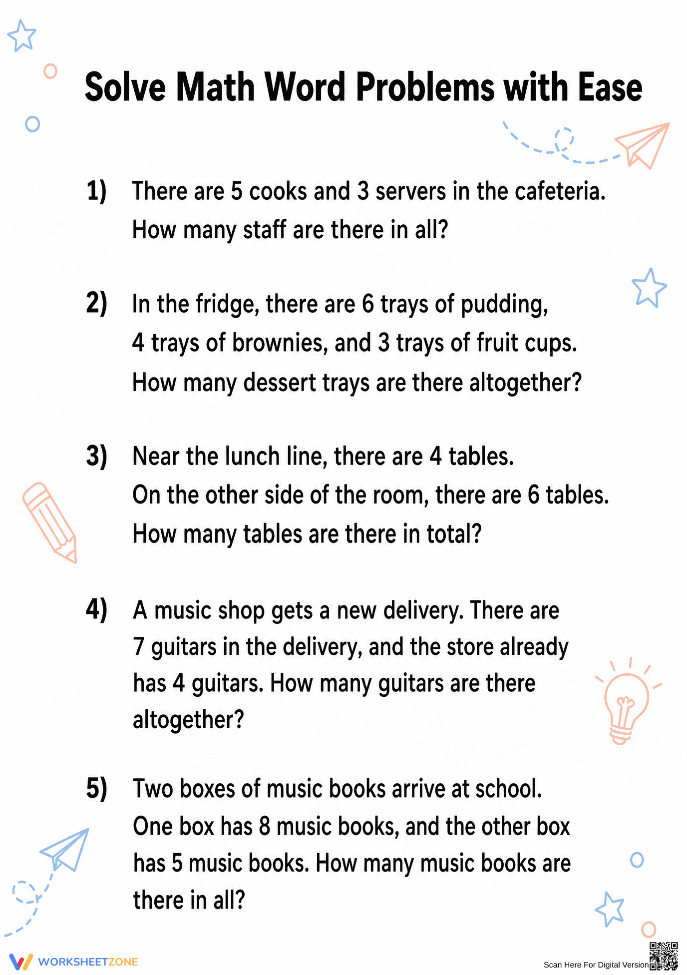 Printable Math Word Problems Worksheet | Grade 2 - Page 1