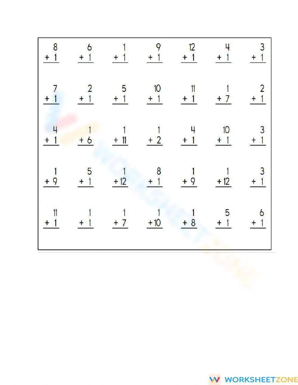 Mixed Single & Double Digit Addition Practice - Page 1