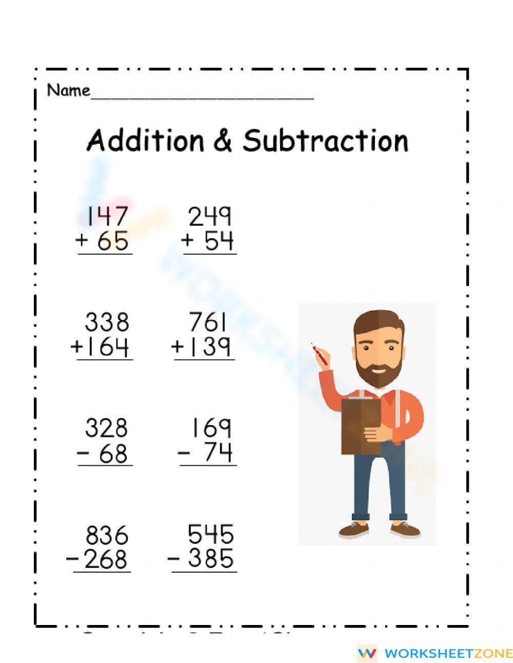 Practice Addition and Subtraction with this Sheet - Page 1
