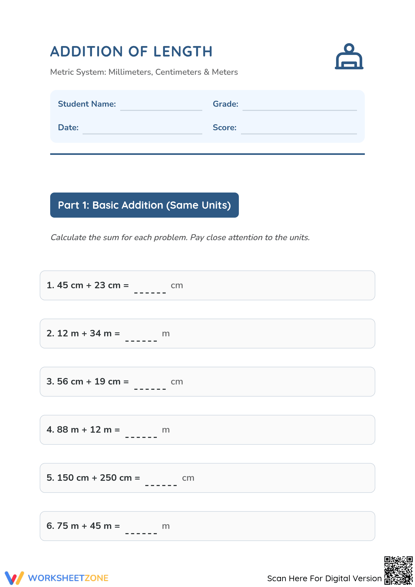 Essential Length Addition Worksheet | Grade 4 Math - Page 1
