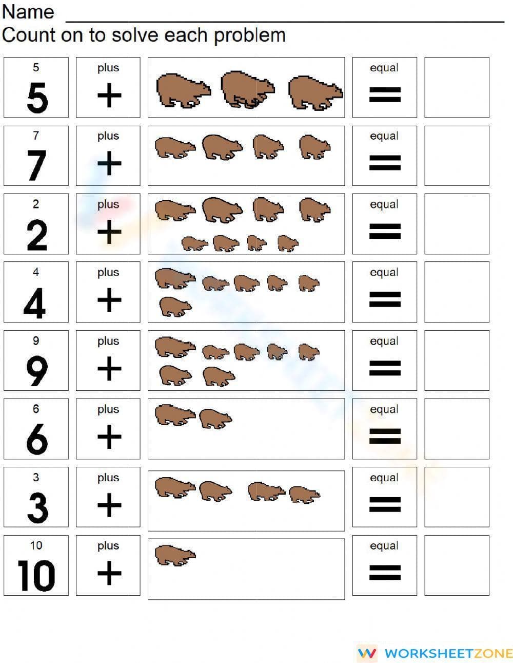 Counting On Worksheet - Page 1