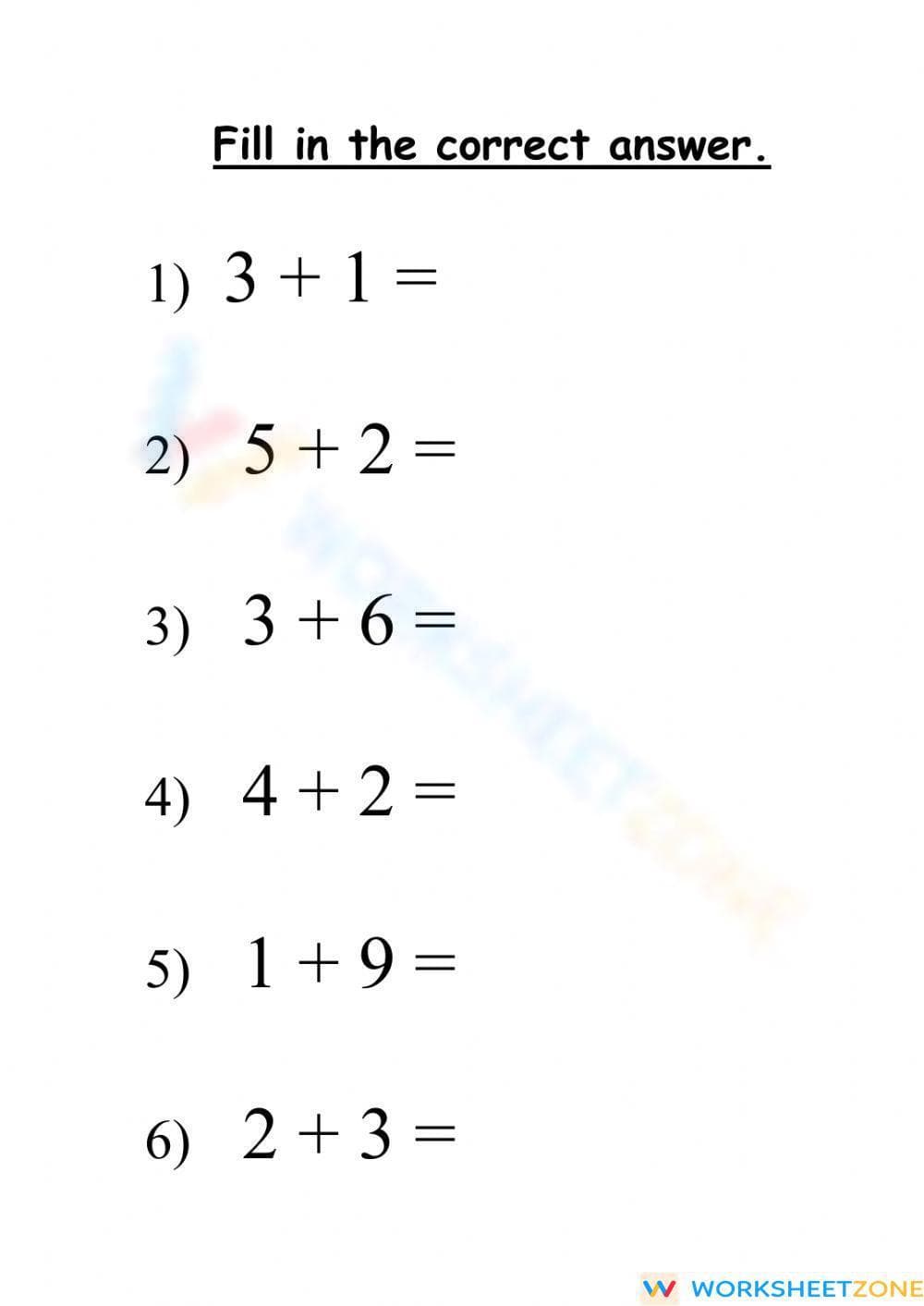 Addition (1-10) - Page 1