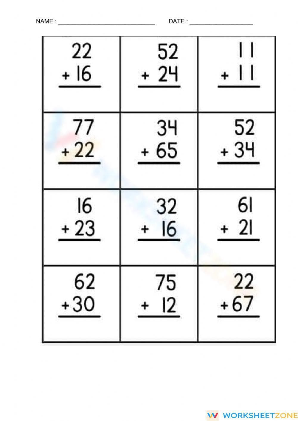 Easy Addition Practice Worksheet - Page 1