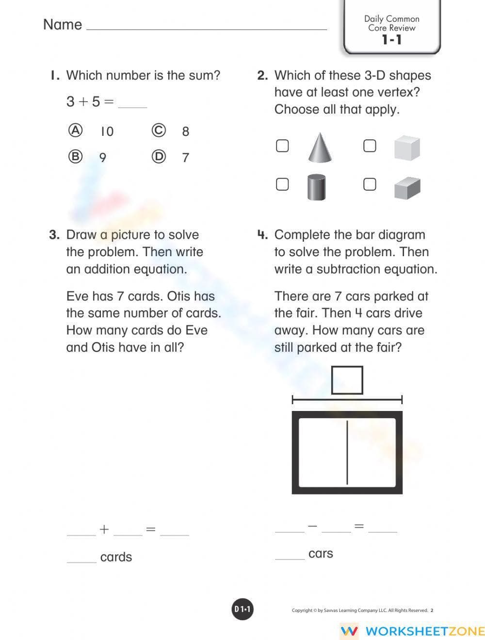 Daily Review Worksheet for Lesson Reinforcement - Page 1