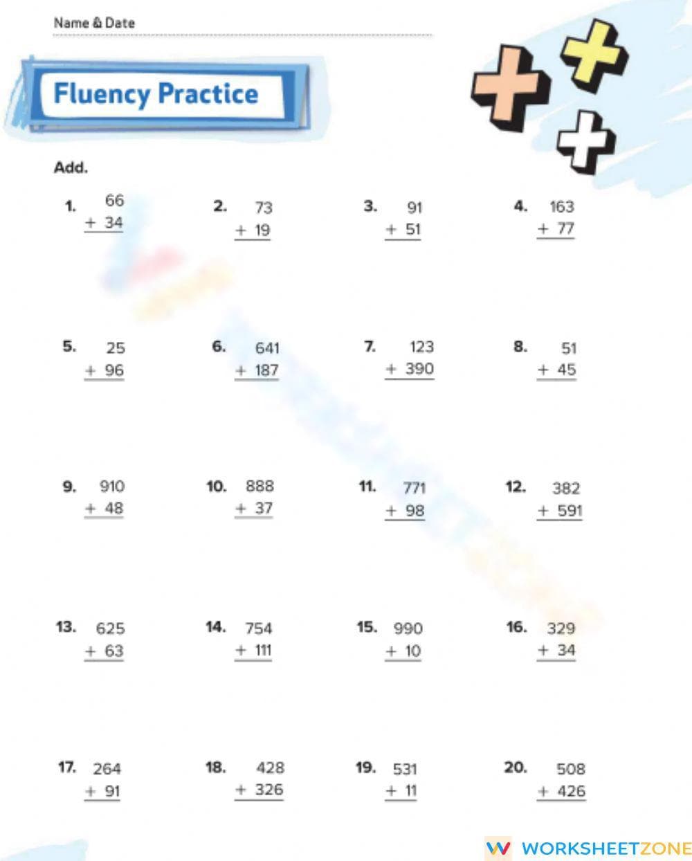 Chapter 2 Addition Worksheet: Master Addition - Page 1