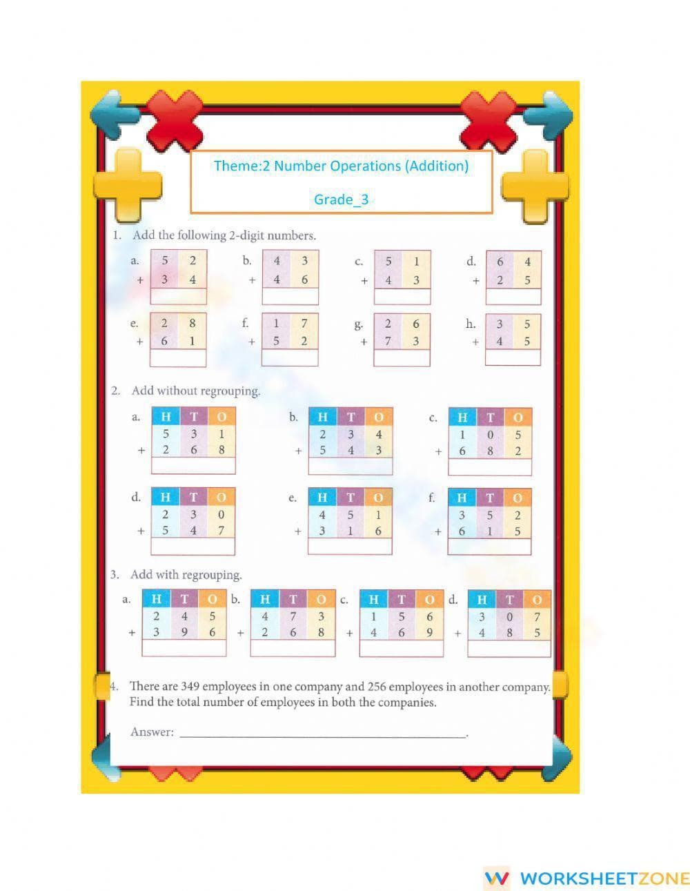 Theme Addition Worksheet: Fun Math Practice - Page 1