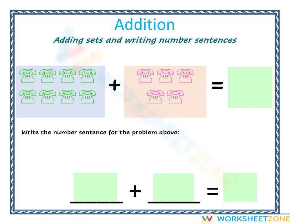 Addition with Number Sentences: Visual Learning - Page 1
