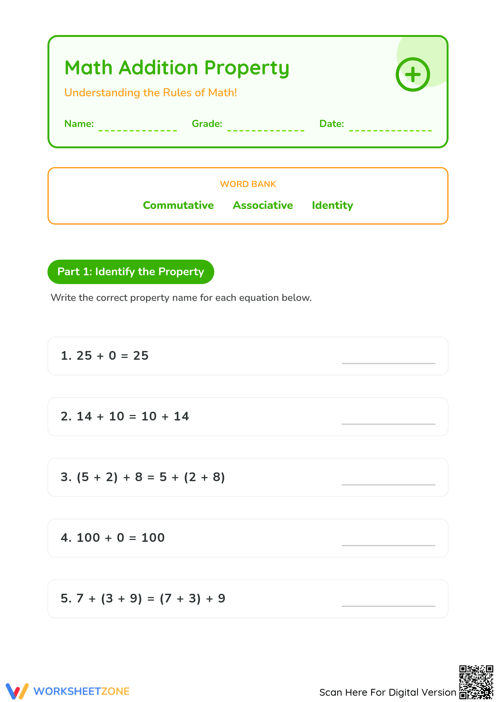 Properties of Addition Worksheet | Grade 2 Essential Math - Page 1