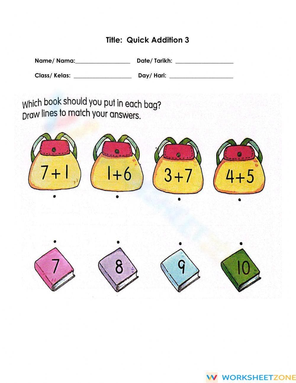 Quick Addition Practice Worksheet - Page 1