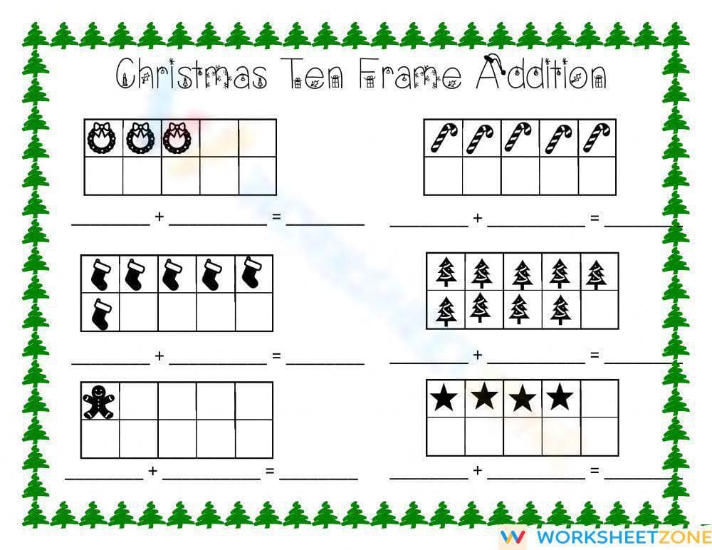 Christmas Ten Frame Addition Fun - Page 1