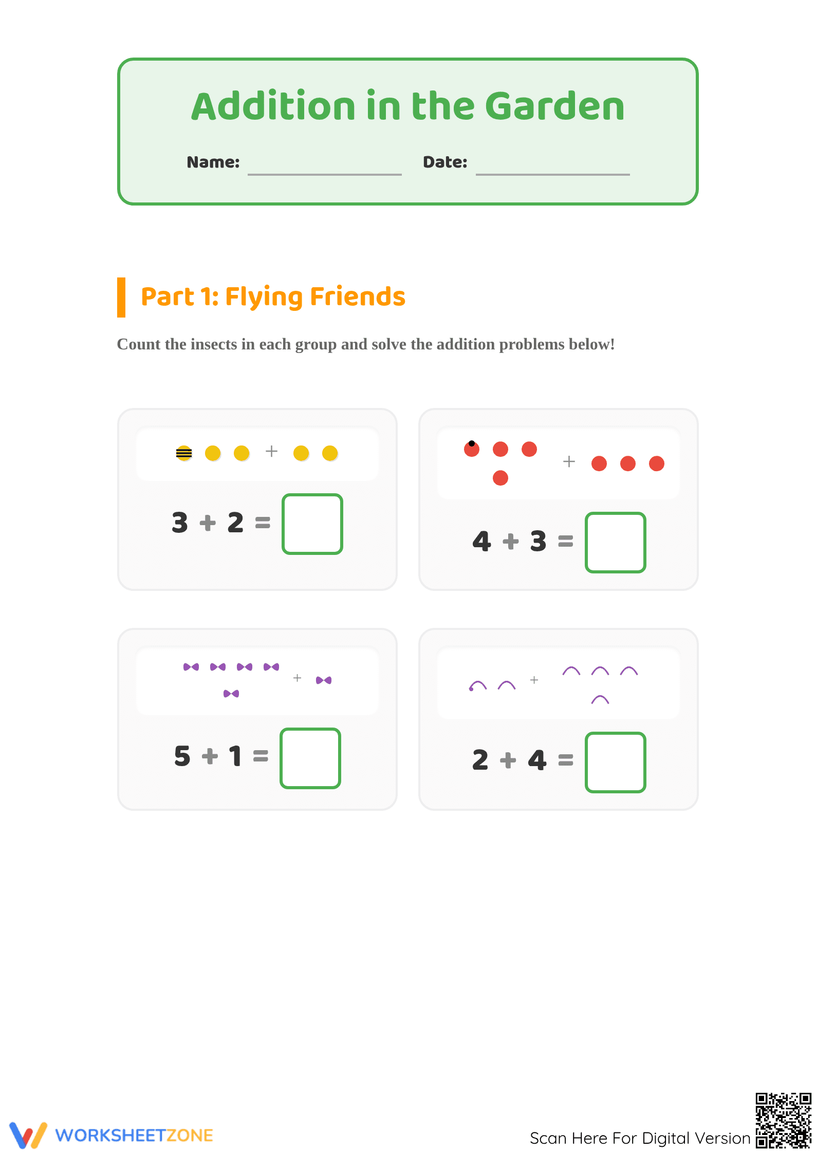 Printable Addition within 10 Worksheet | Grade 1 Math - Page 1