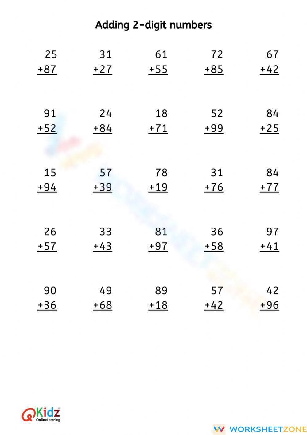 Practice 2-Digit Addition with This Worksheet - Page 1