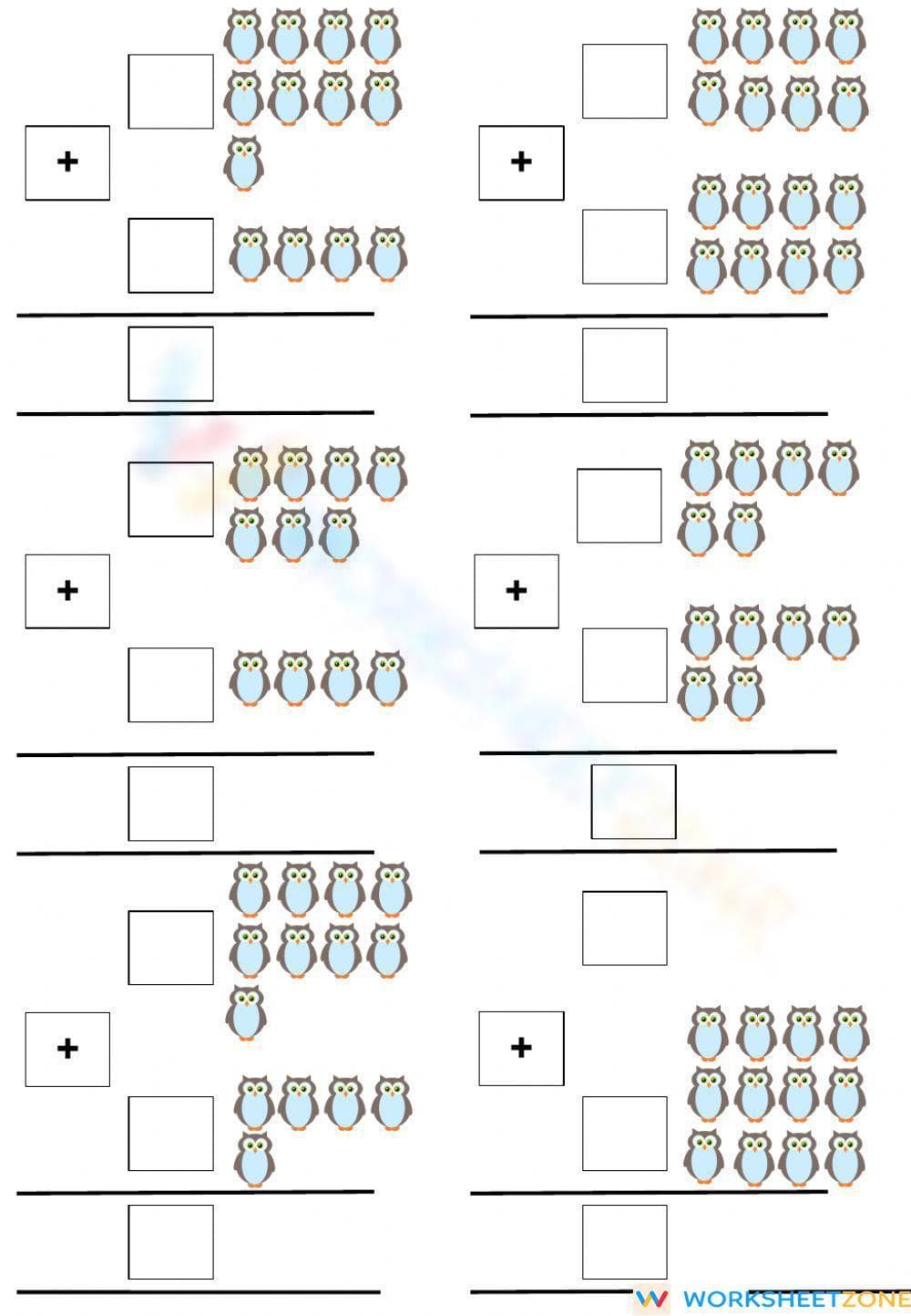 Column Addition with Pictures - Page 1