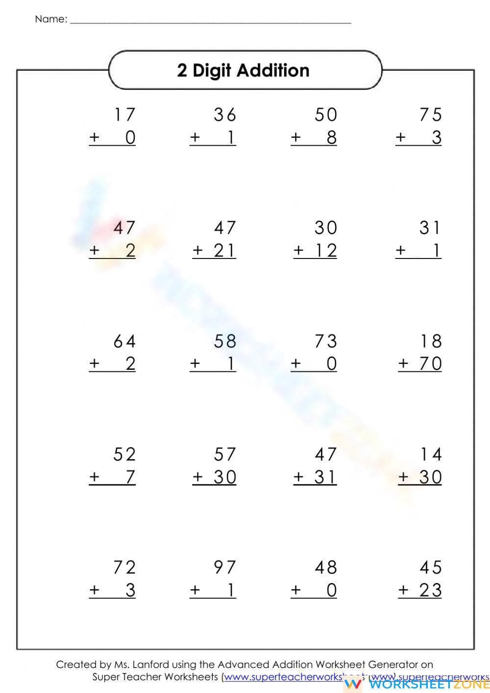 Practice 2-Digit Addition Skills - Page 1