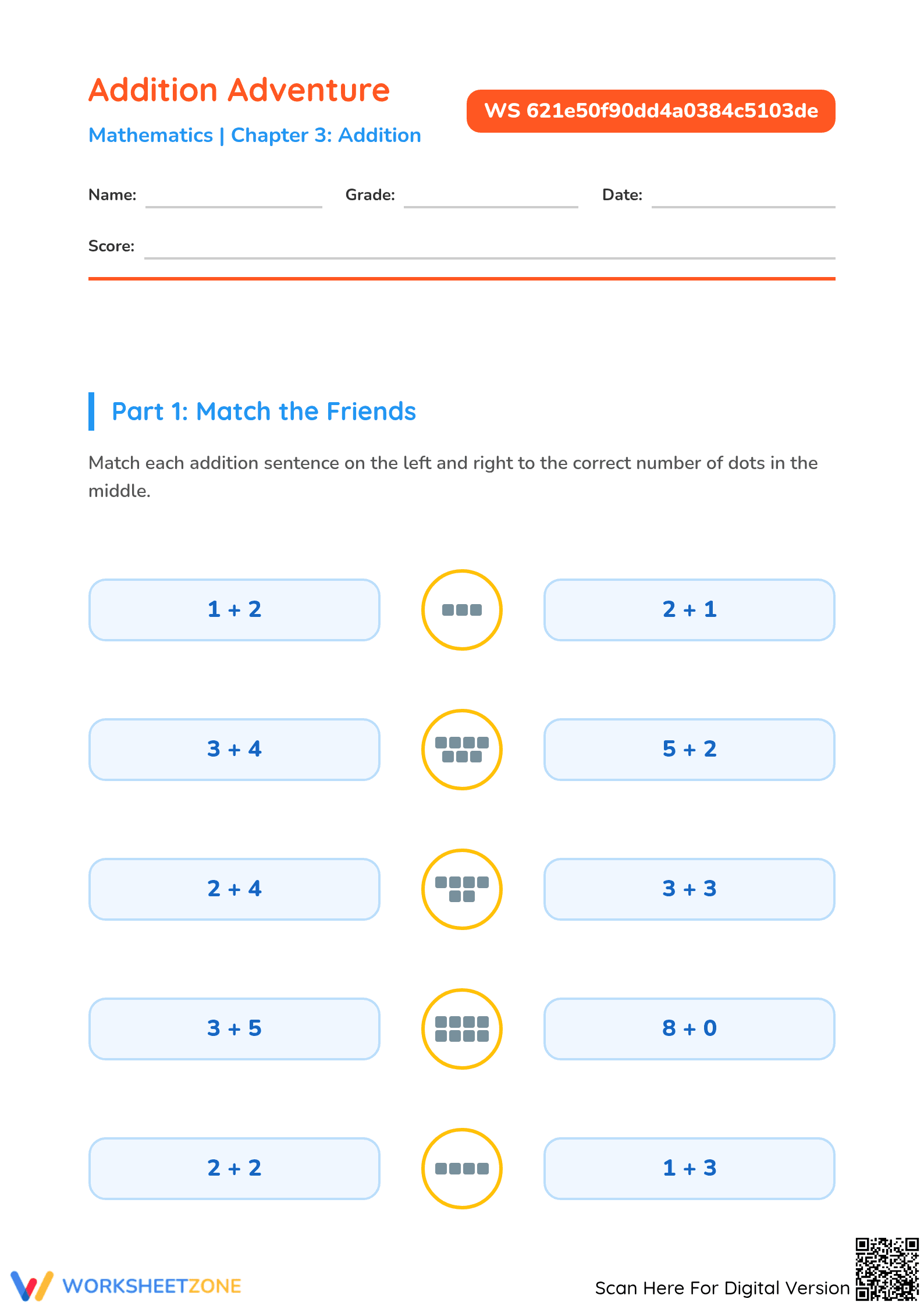 Essential Addition to 10 Worksheet | Grade 1 Math - Page 1