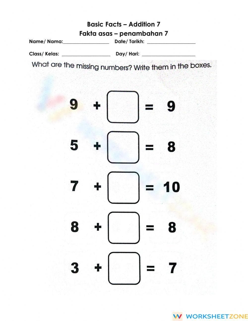 Practice Basic Addition Facts with this Worksheet - Page 1