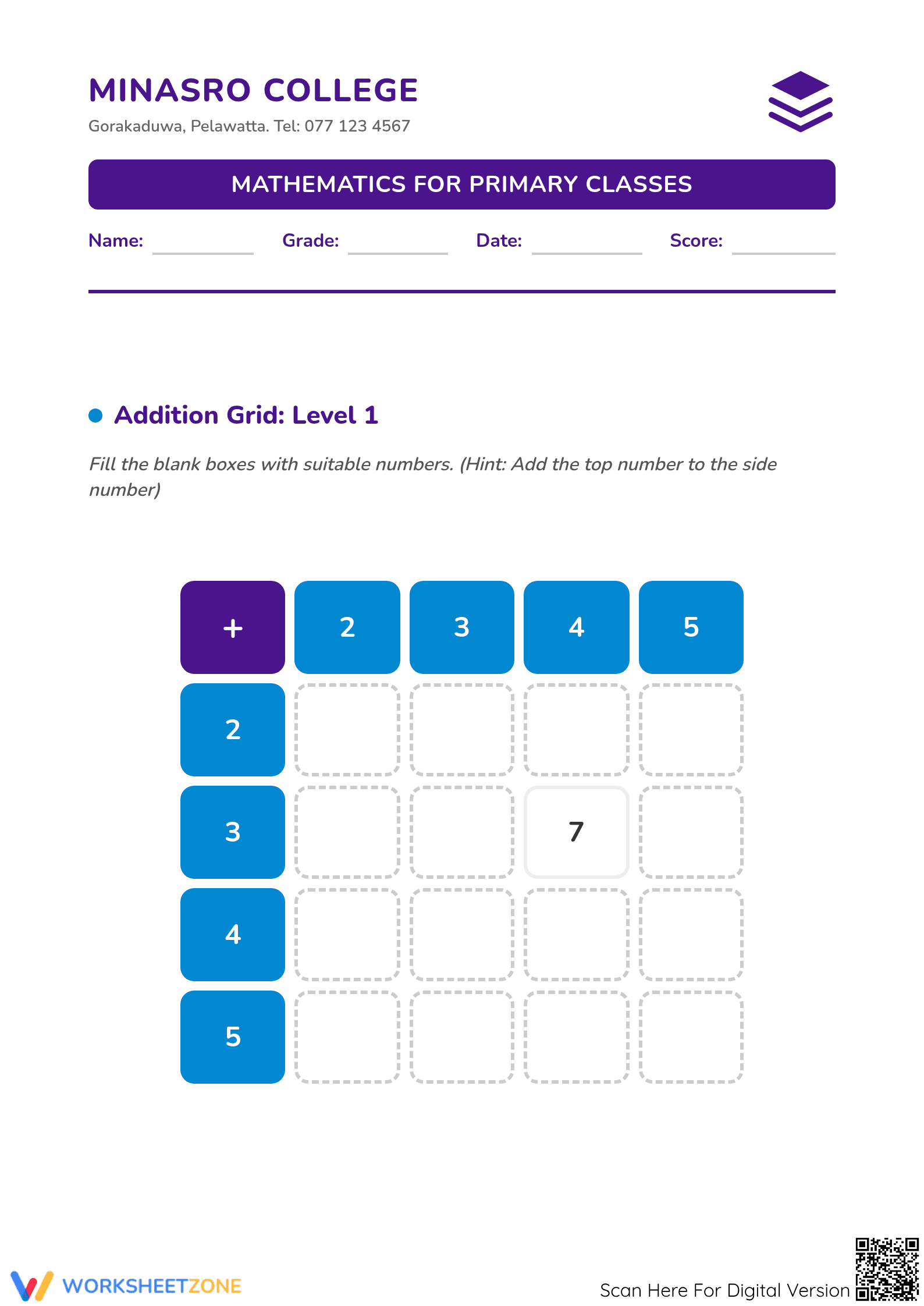 Essential Addition Facts Worksheet | Grade 1 Math - Page 1