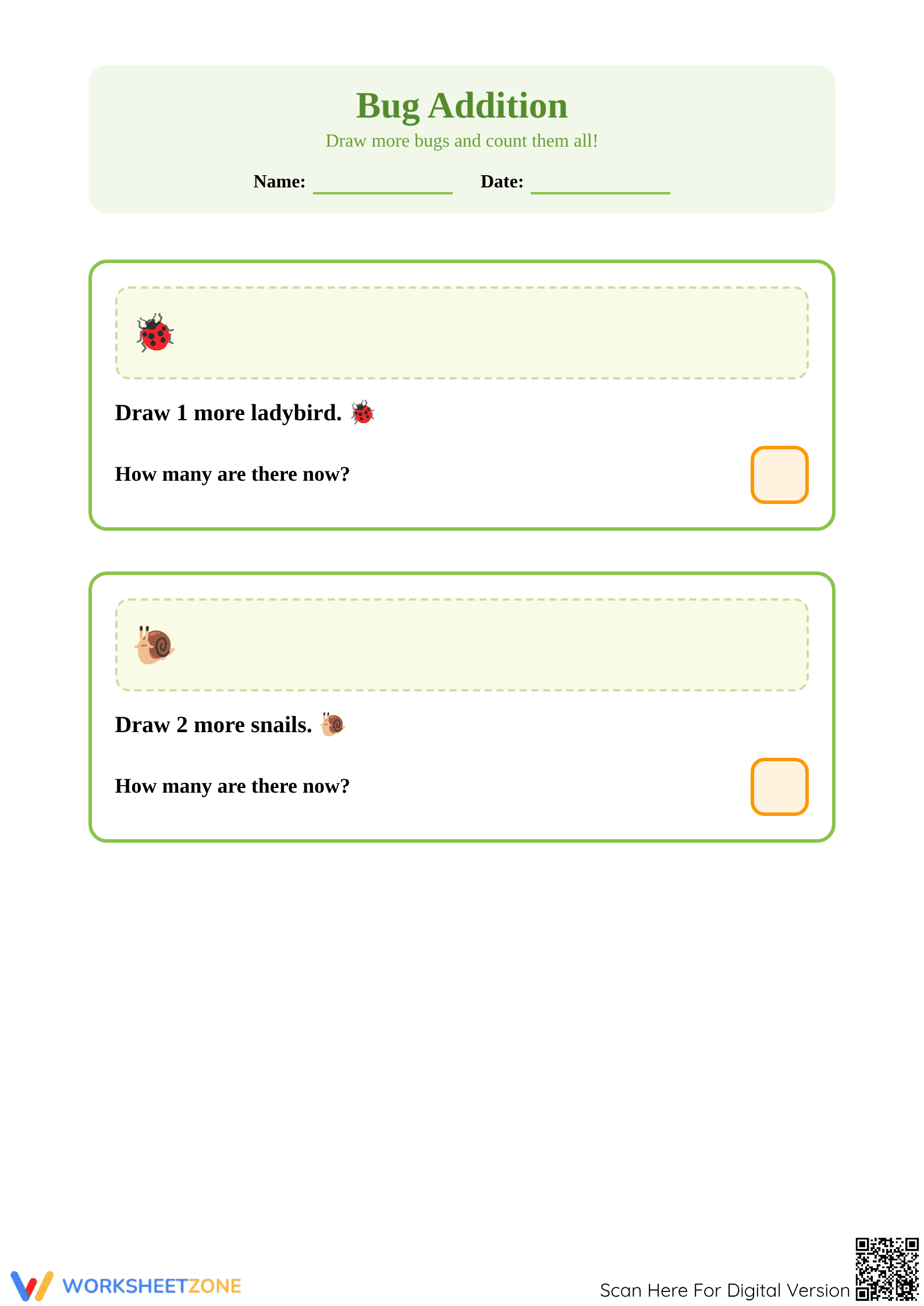 Bug Addition Worksheet | Essential Grade K Math - Page 1