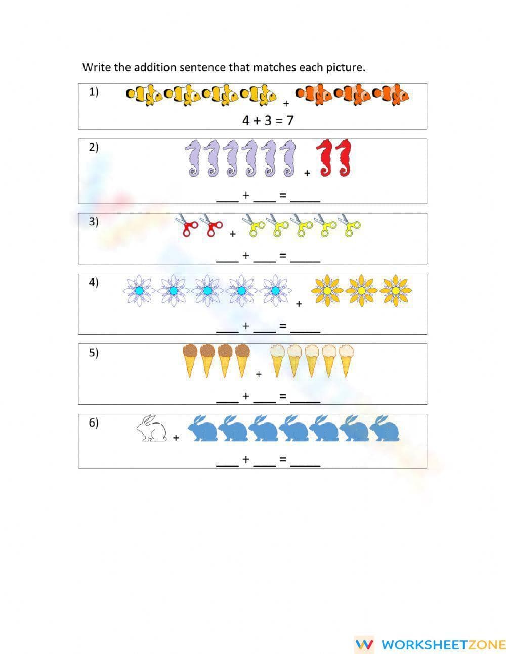Writing Number Sentences Worksheet for Practice - Page 1