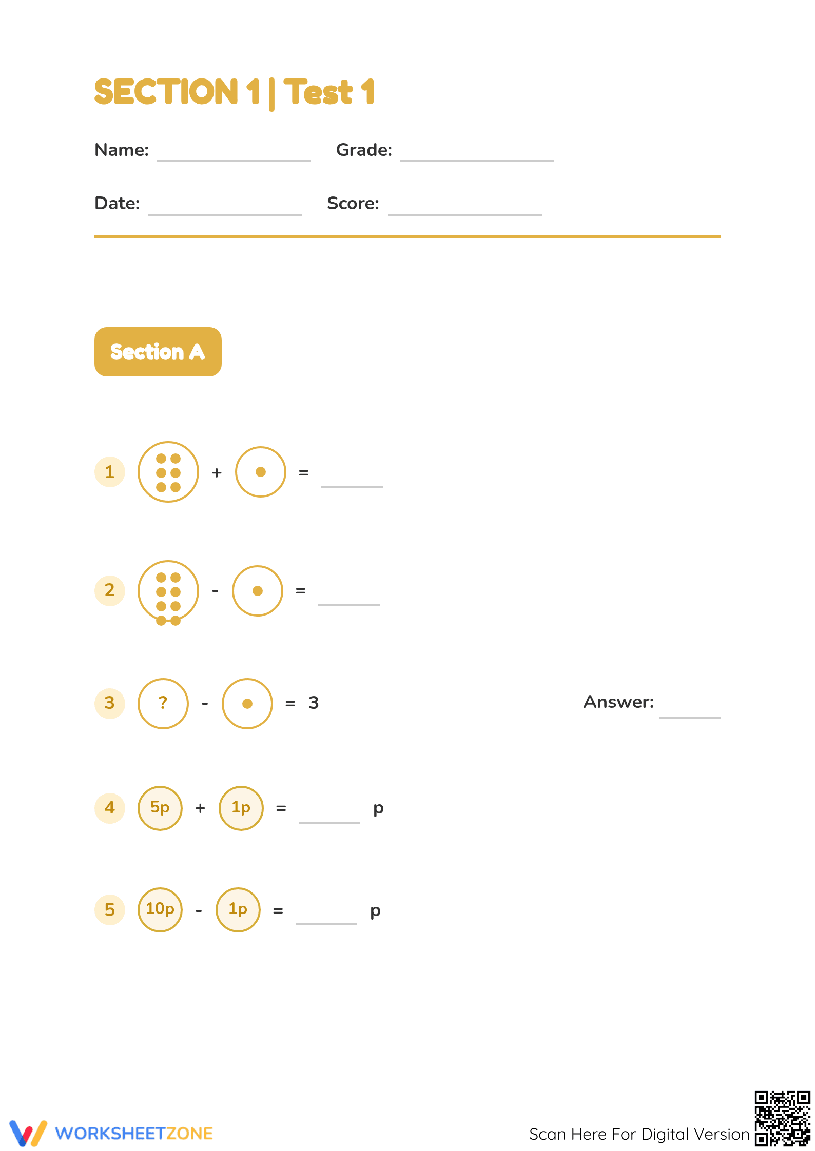 Essential Mental Arithmetic Book 1: Grade 1-2 Math Practice - Page 1