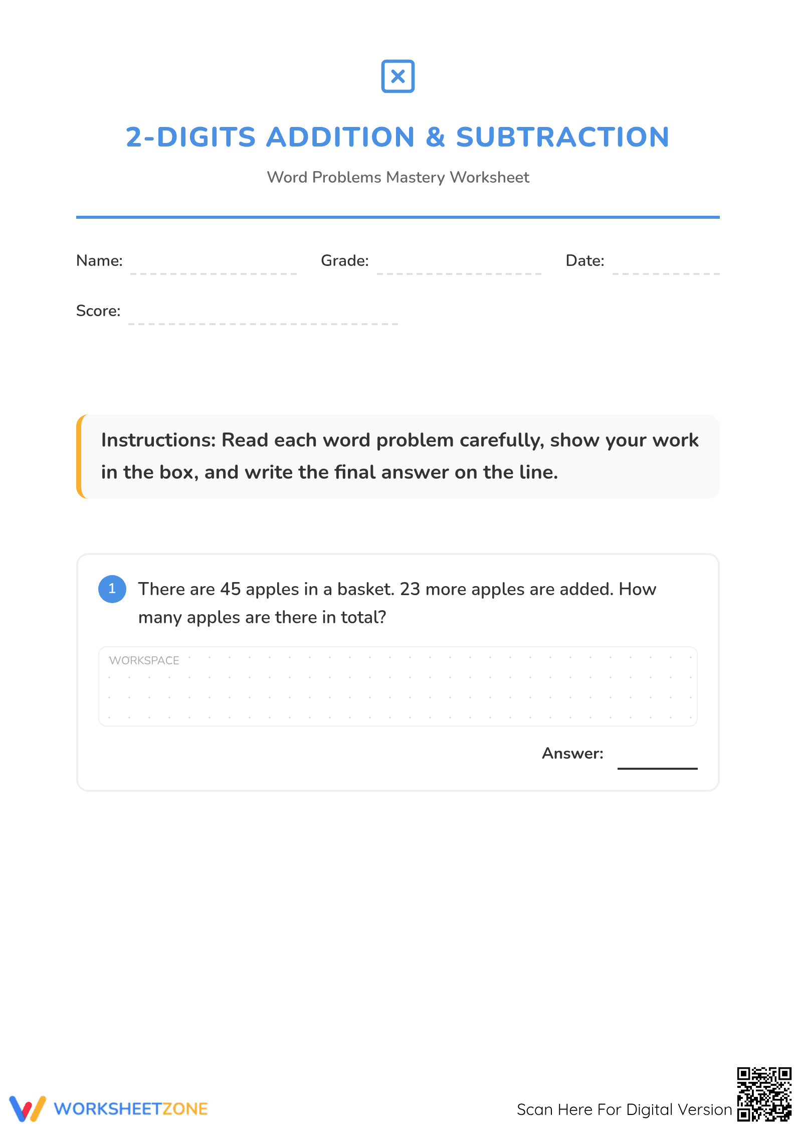 Essential Guide: 2-Digit Addition & Subtraction Word Problems - Page 1
