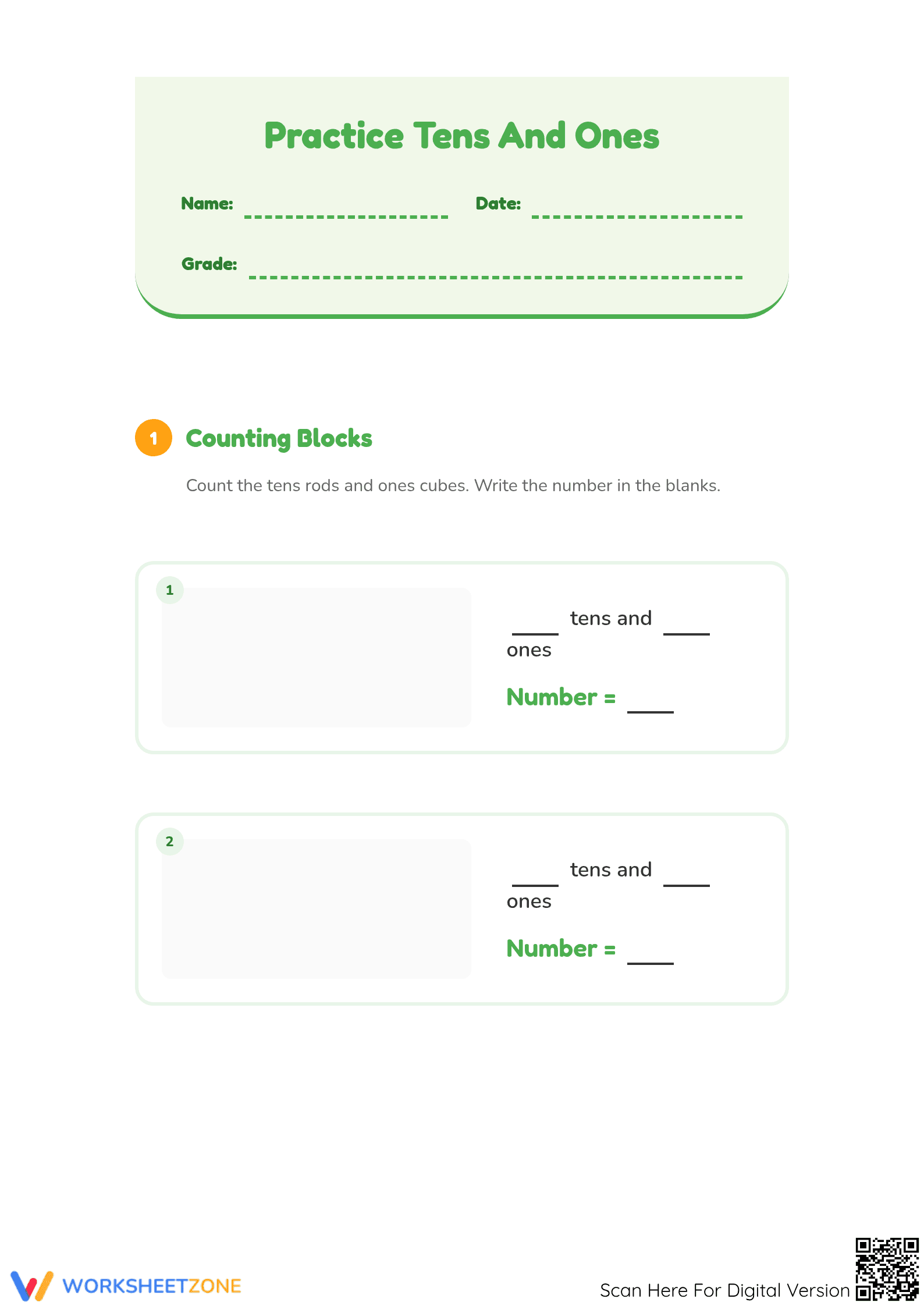 Essential Tens and Ones Worksheet | Grade 1-2 Math - Page 1