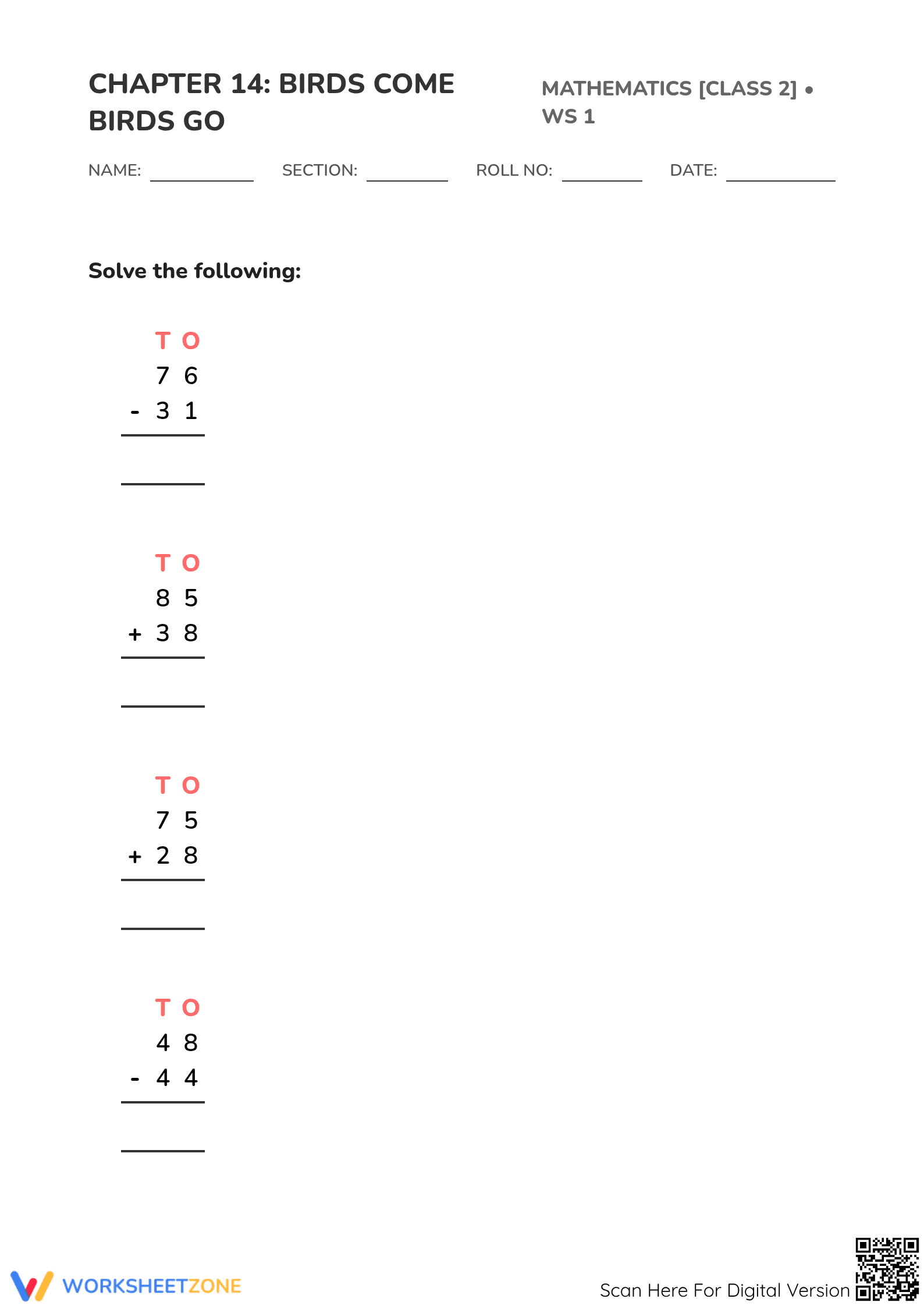 2-Digit Addition & Subtraction Printable | Grade 2 Math - Page 1