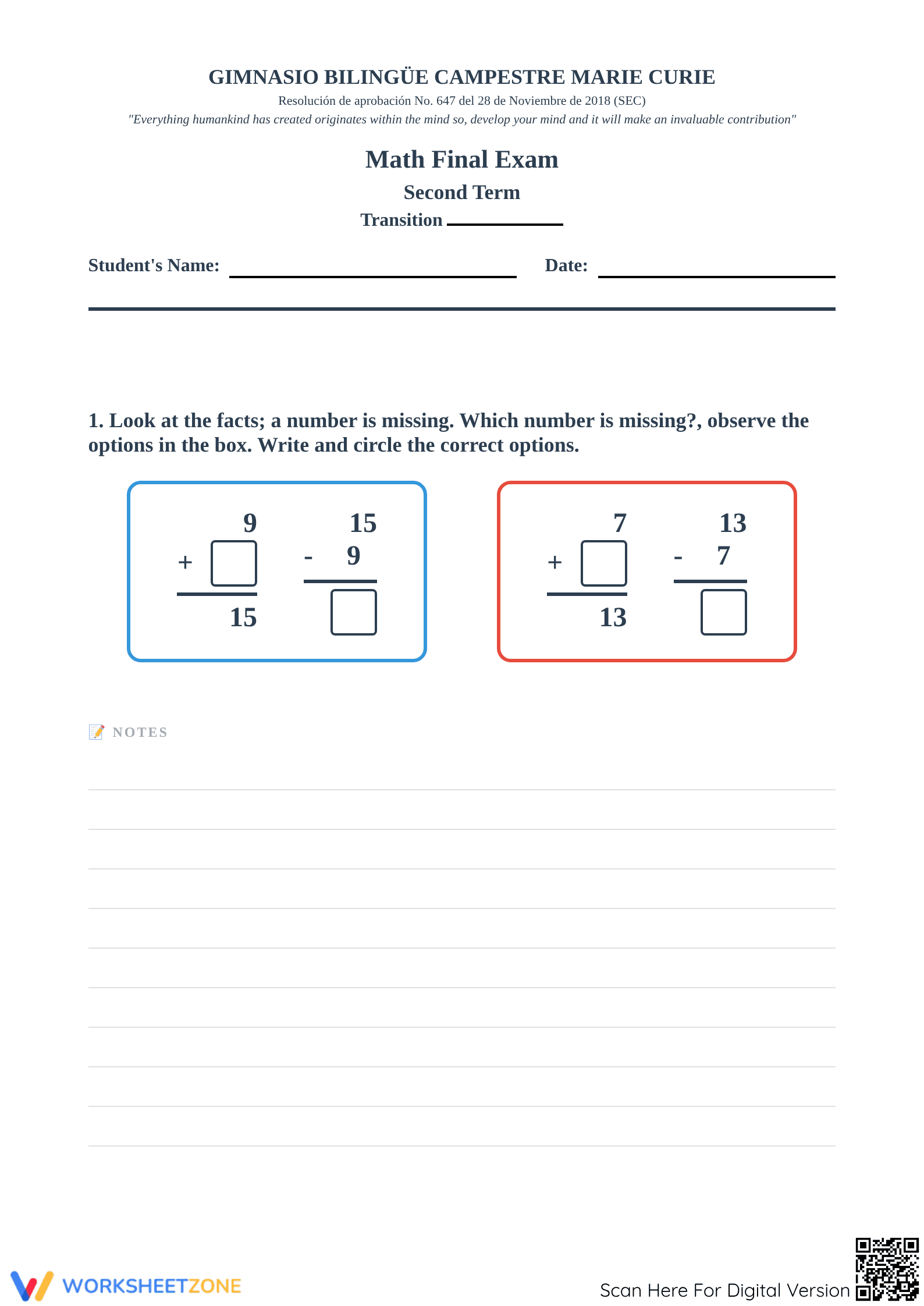 Grade 1 Math Final Exam: Essential Operations & Place Value - Page 1