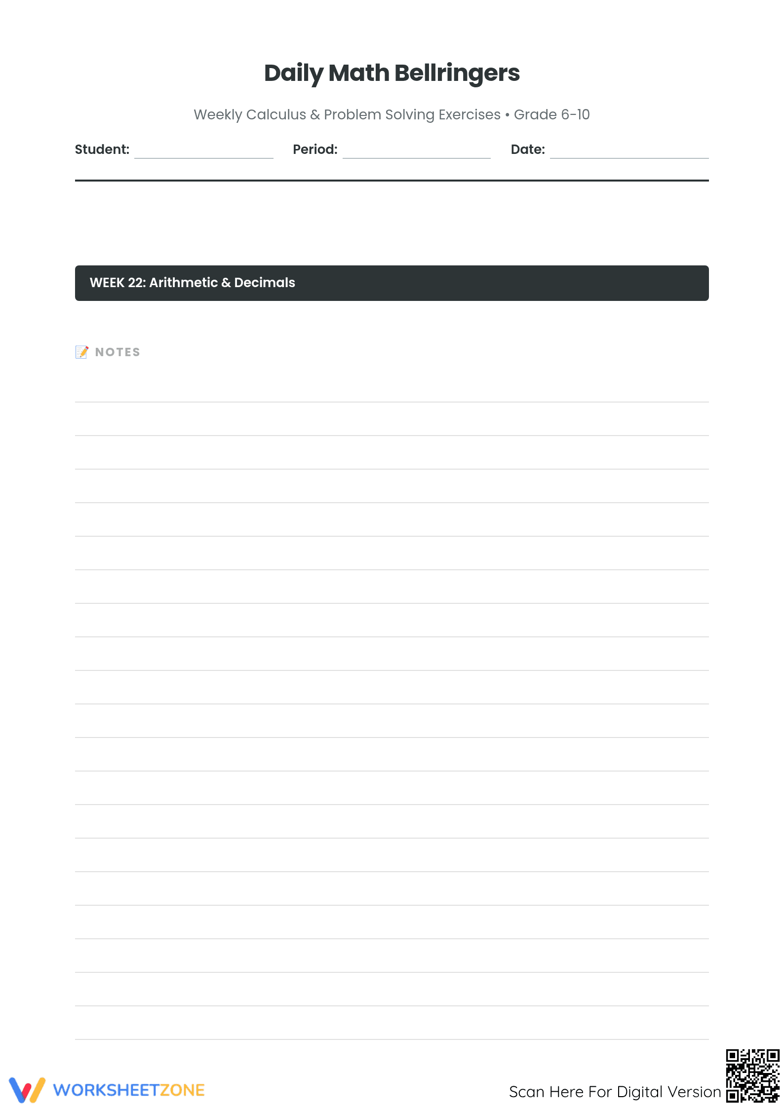 Essential Grade 6-10 Math Bellringers: Weekly Review - Page 1