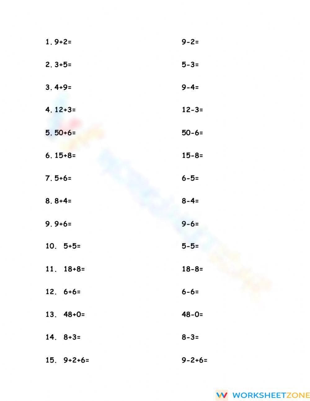Adding and subtracting - Page 1