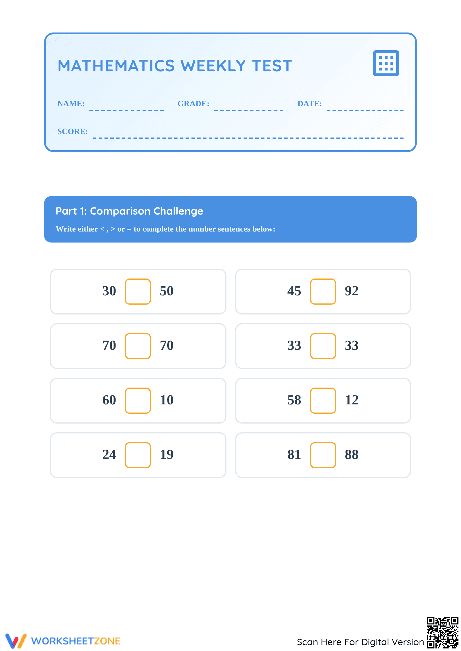 Essential 2.NBT.B.5 Worksheet: Grade 2-3 Math Weekly Test - Page 1