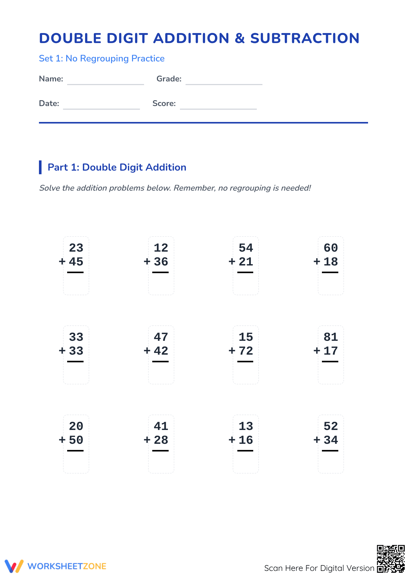 Double Digit Addition and Subtraction | Essential Grade 2 - Page 1