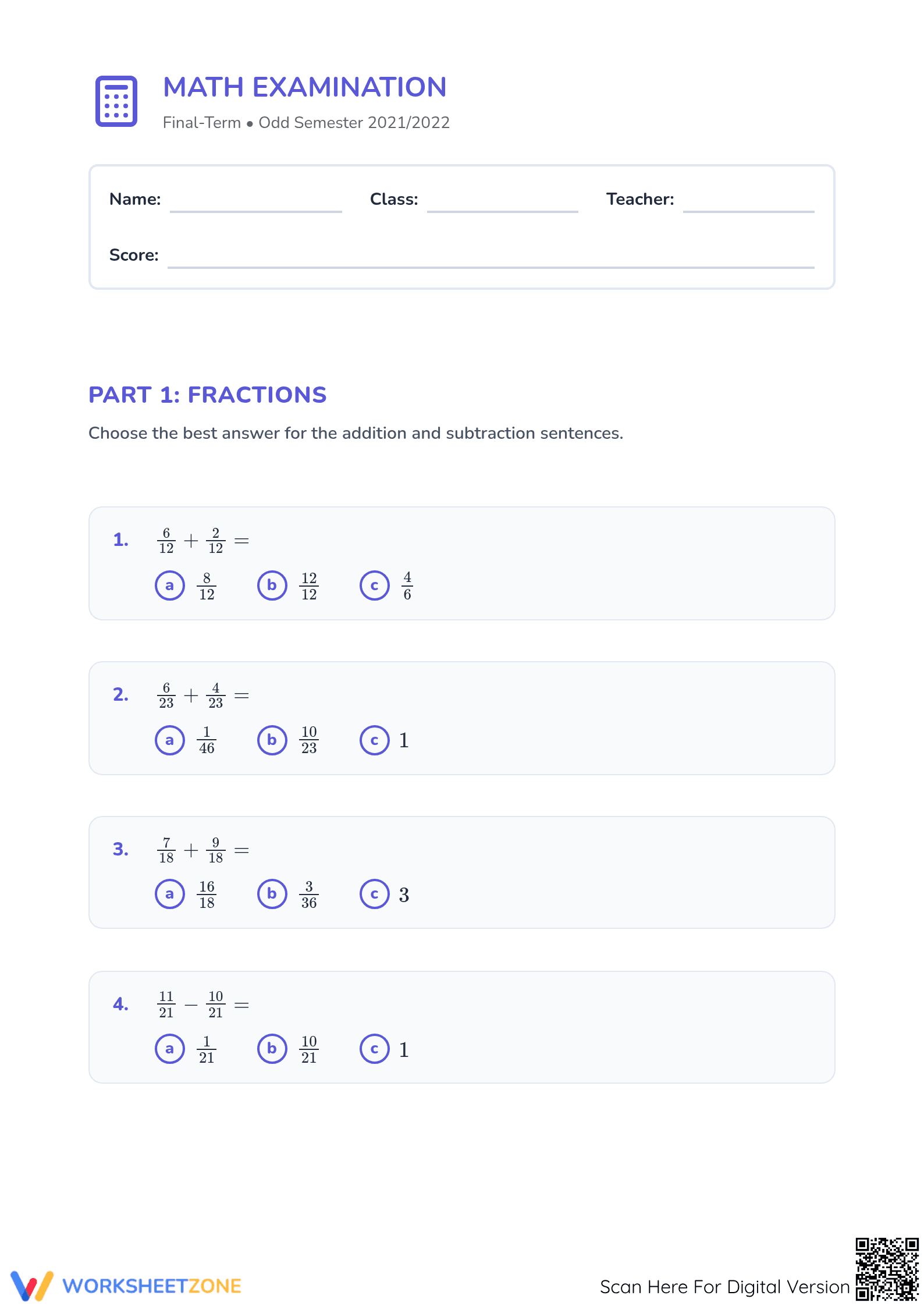 Essential Grade 3 Math Final Exam | Printable Review - Page 1