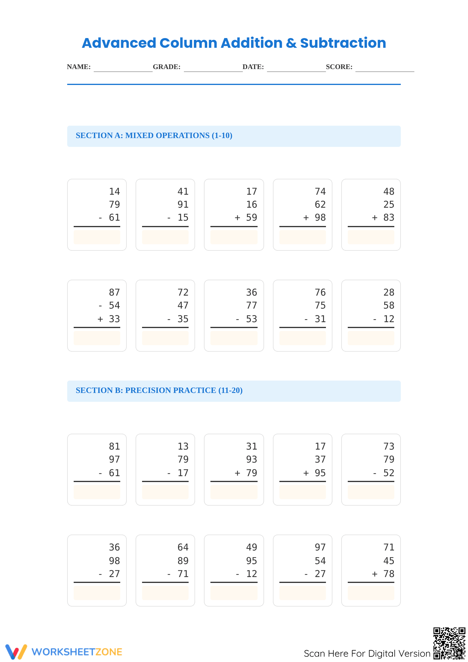 Essential Grade 3 Math: 80-Task Addition & Subtraction - Page 1