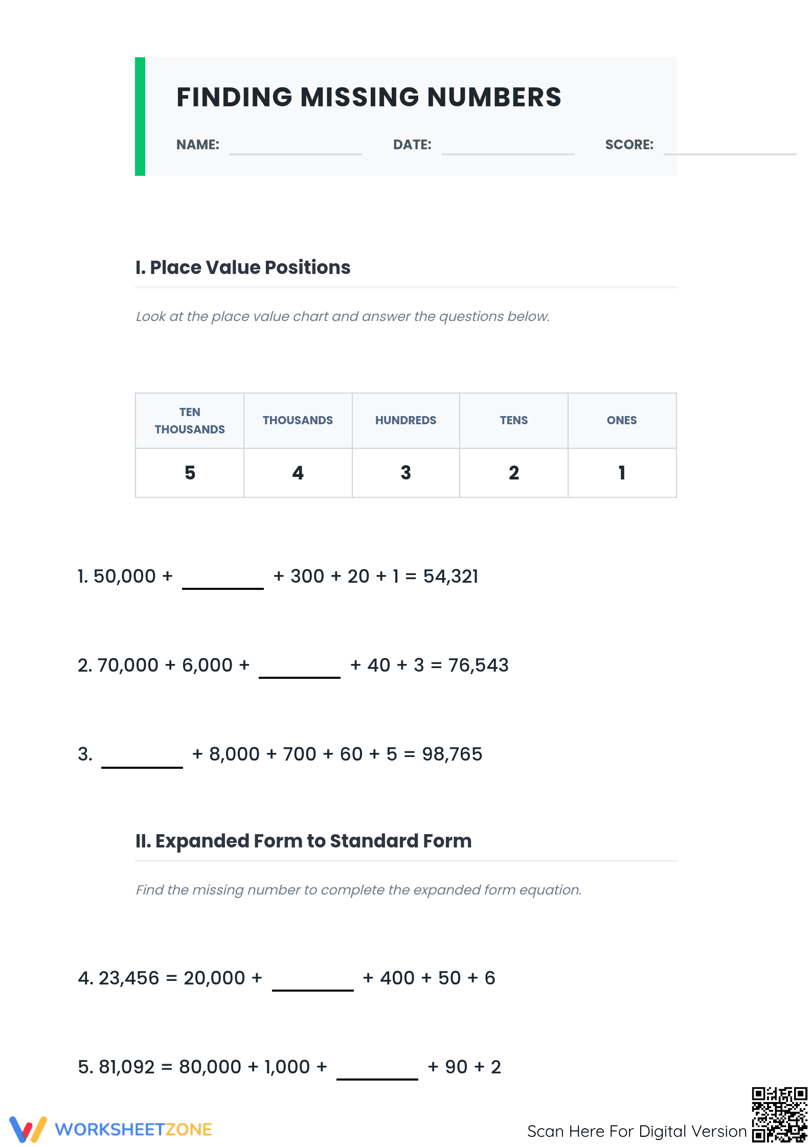 Printable Place Value Worksheet | Grade 4-5 Math - Page 1