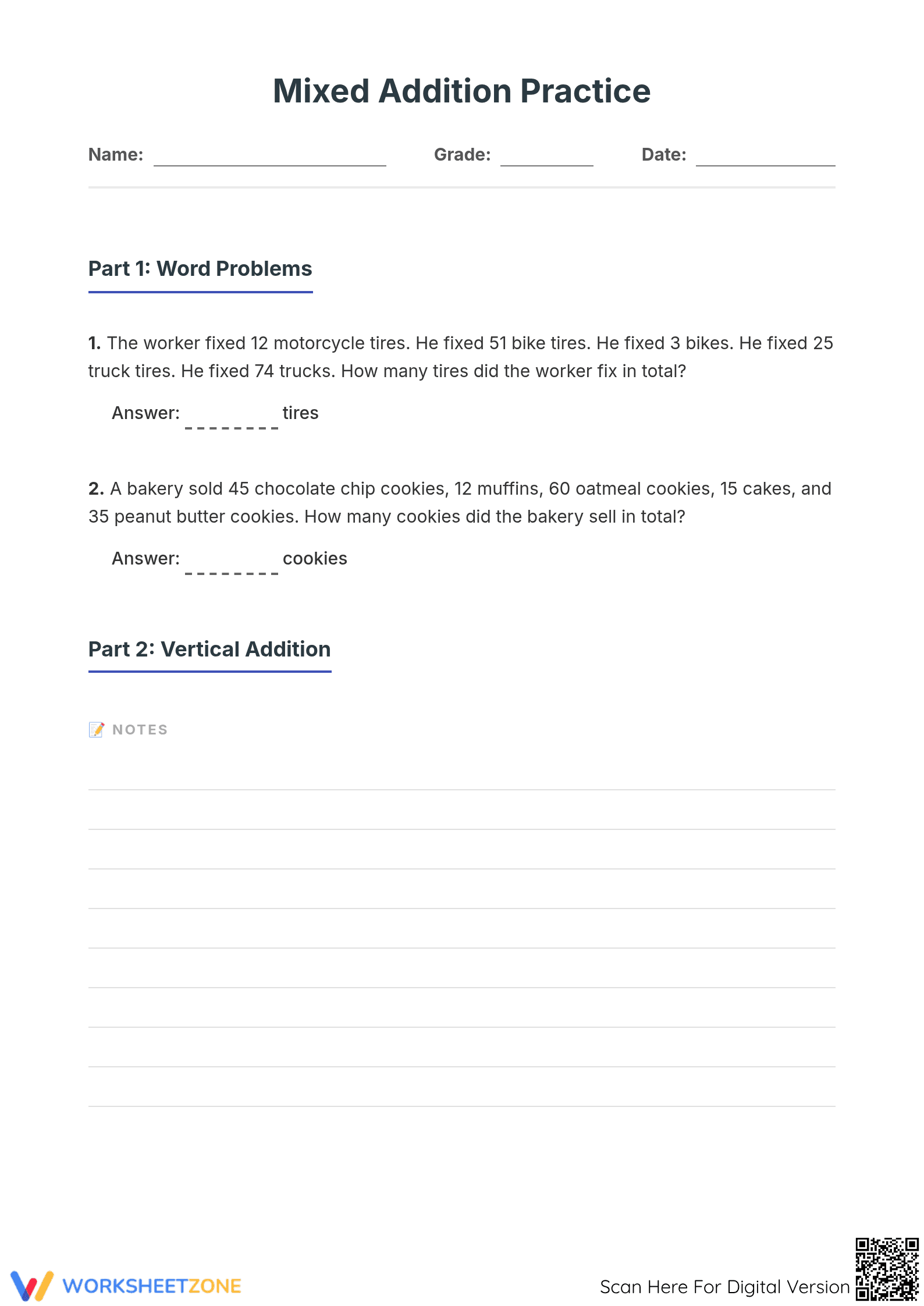Essential Mixed Addition Practice | Grade 6-7 Math - Page 1