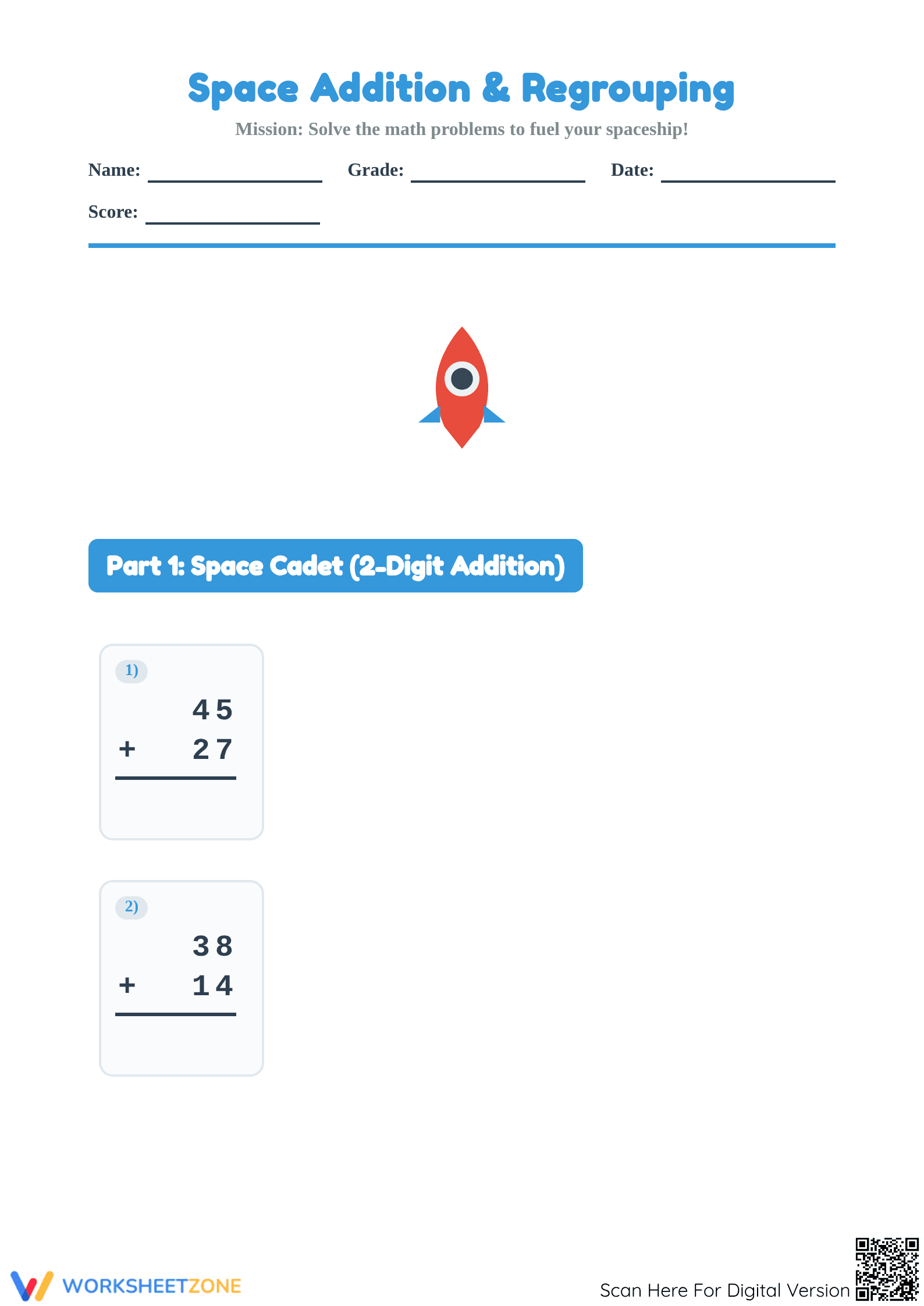 2-Digit & 3-Digit Addition with Regrouping | Grade 2 Ready - Page 1