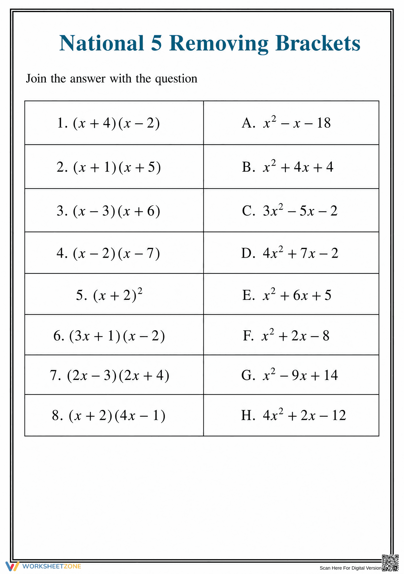 Essential Binomial Expansion Worksheet | Grade 9 Algebra - Page 1