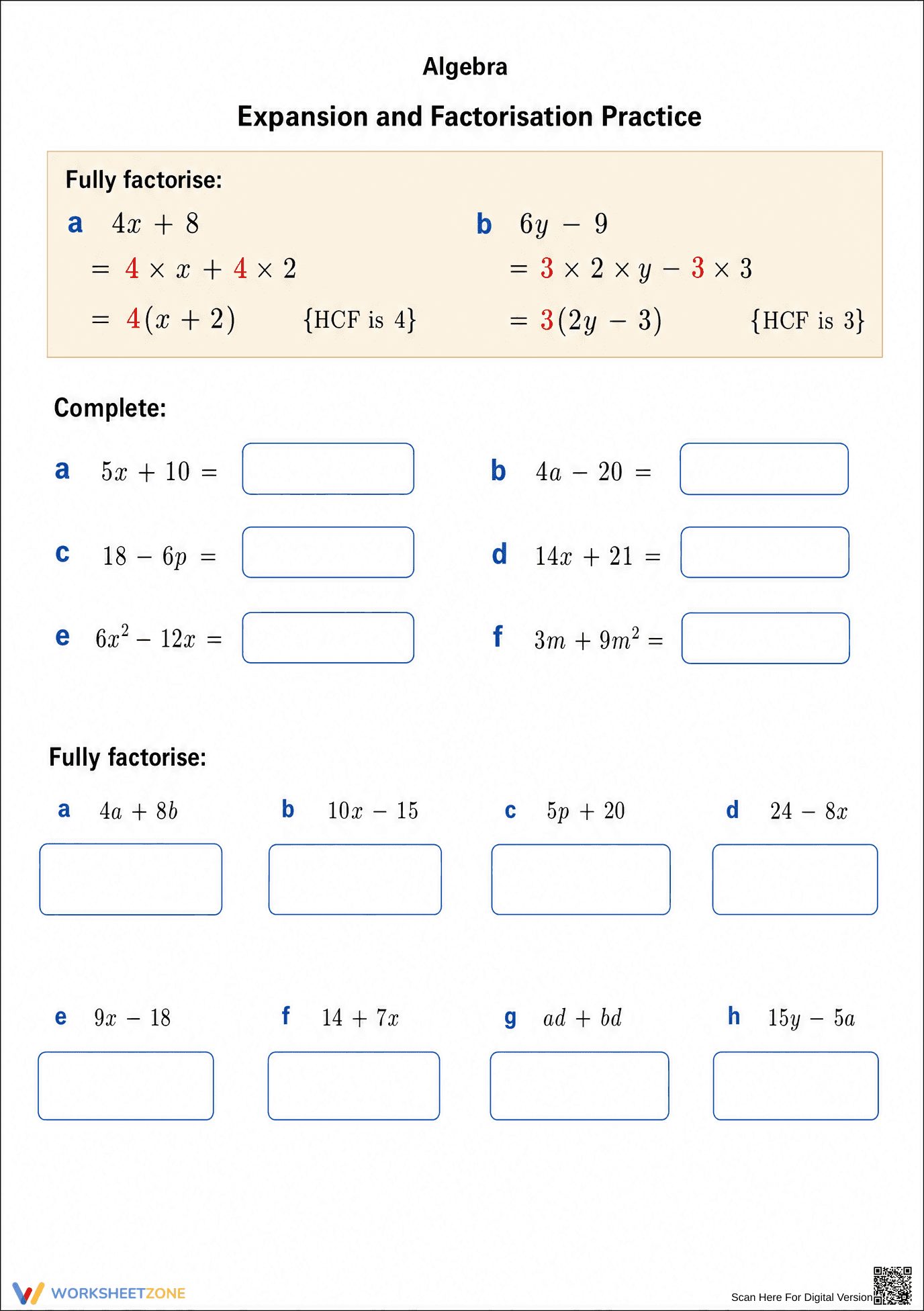 Essential Factorisation Practice | Grade 9 Algebra - Page 1