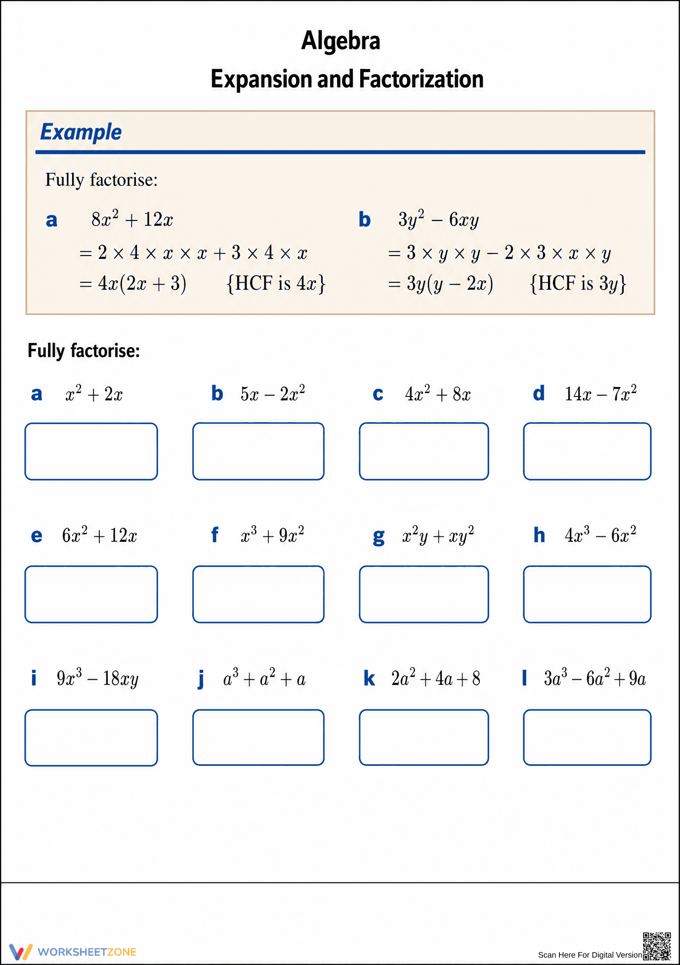 Essential Algebra: Factorisation Worksheet | Grade 9 - Page 1