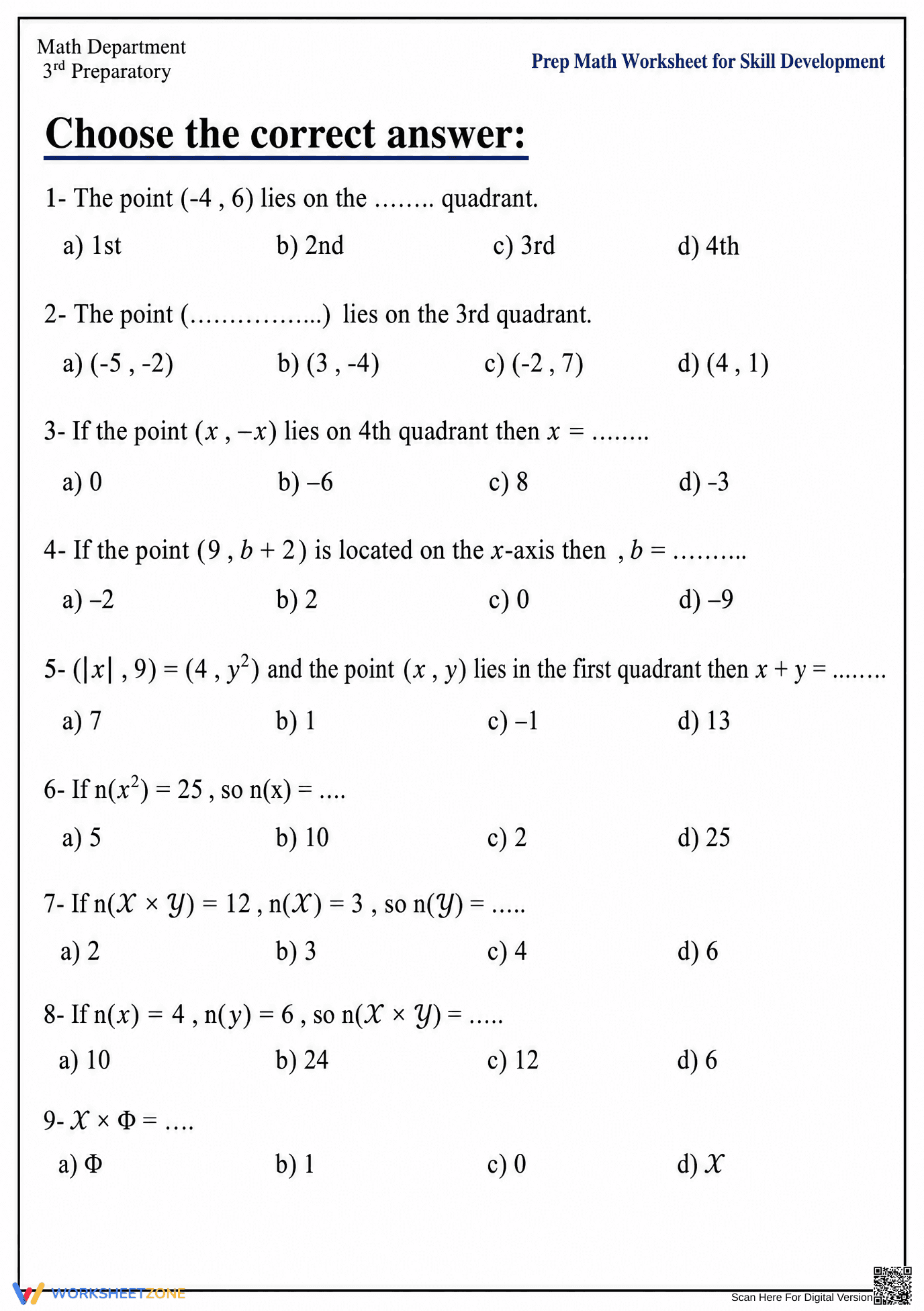 Essential Coordinate Geometry & Set Theory | Grade 9 Math - Page 1