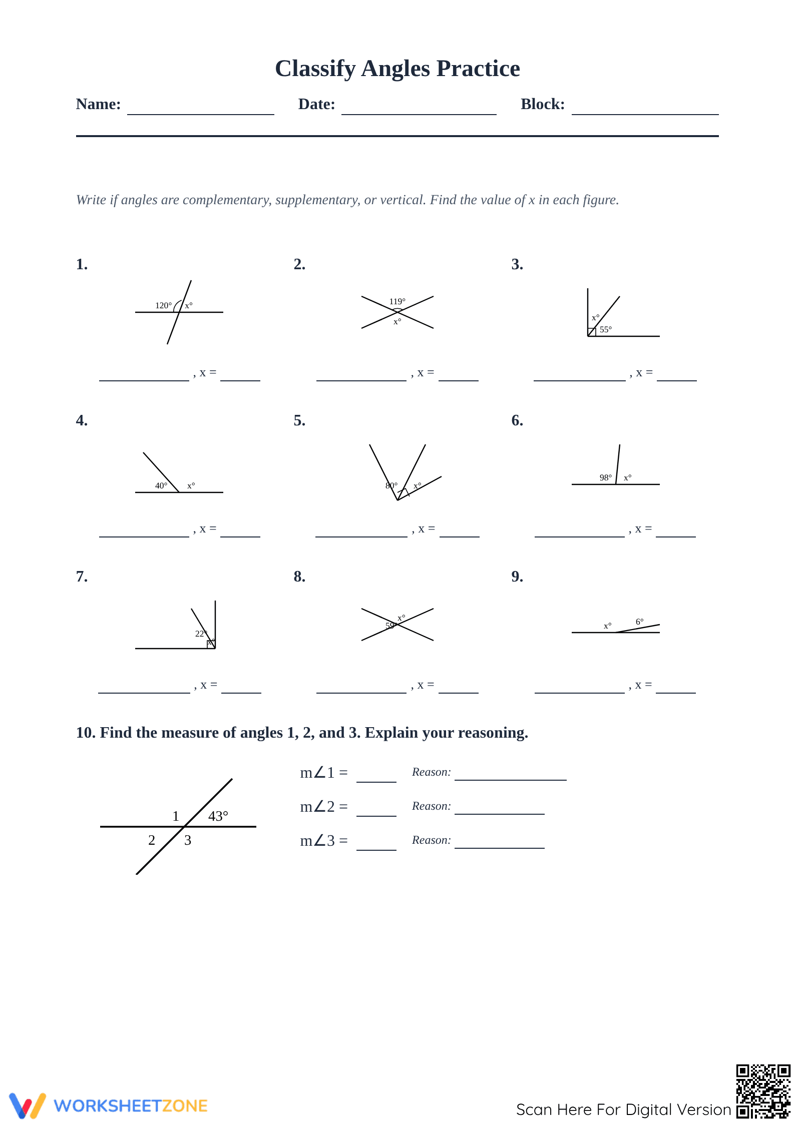 Essential Angle Relationships Practice | Grade 7 Math - Page 1