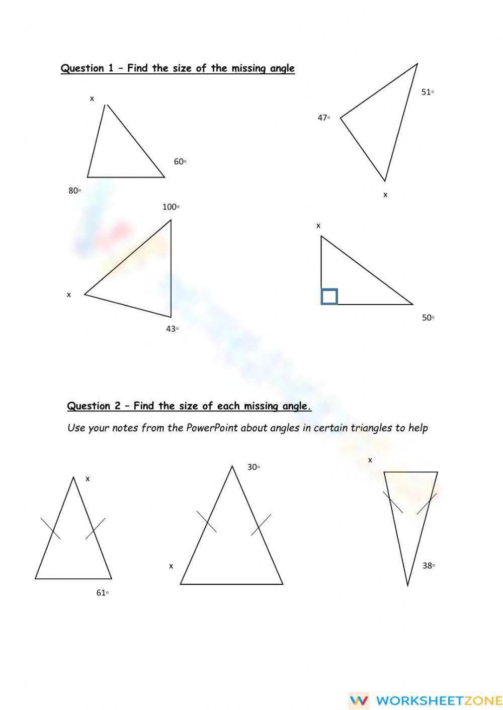 Angles in a triangle - Page 1