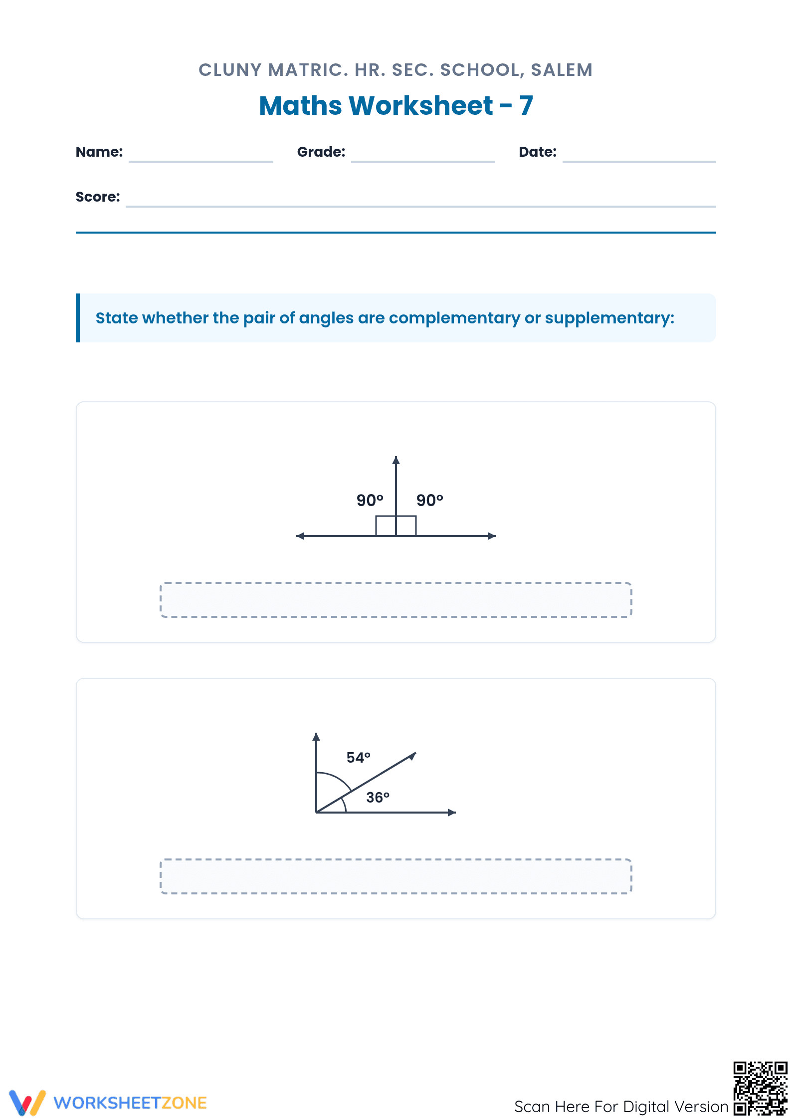 Grade 7 Angles Worksheet: Printable No-Prep Practice - Page 1