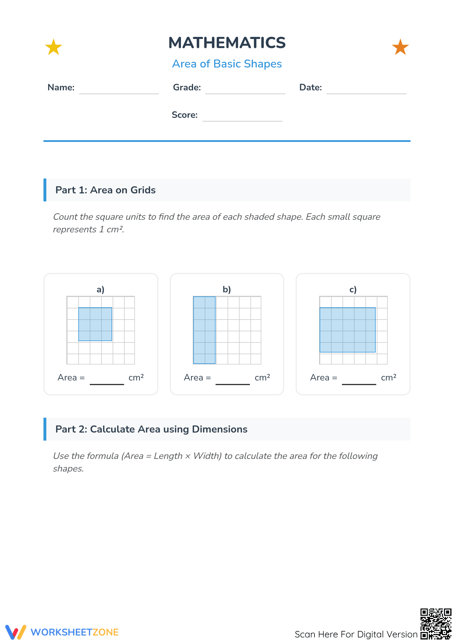 Area of Basic Shapes - Page 1
