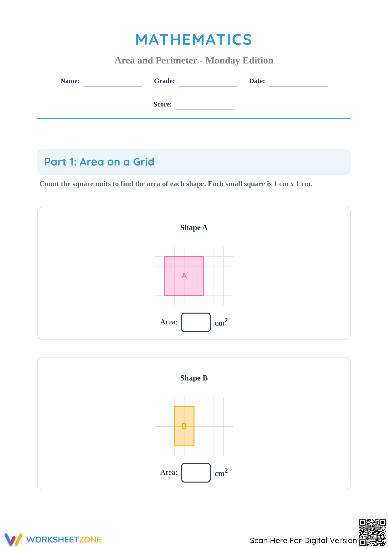 Area of Rectangles Worksheet | Essential Grade 6 Math - Page 1