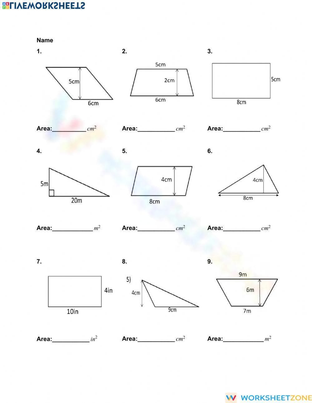 Area of Quadrilaterals and Triangles - Page 1